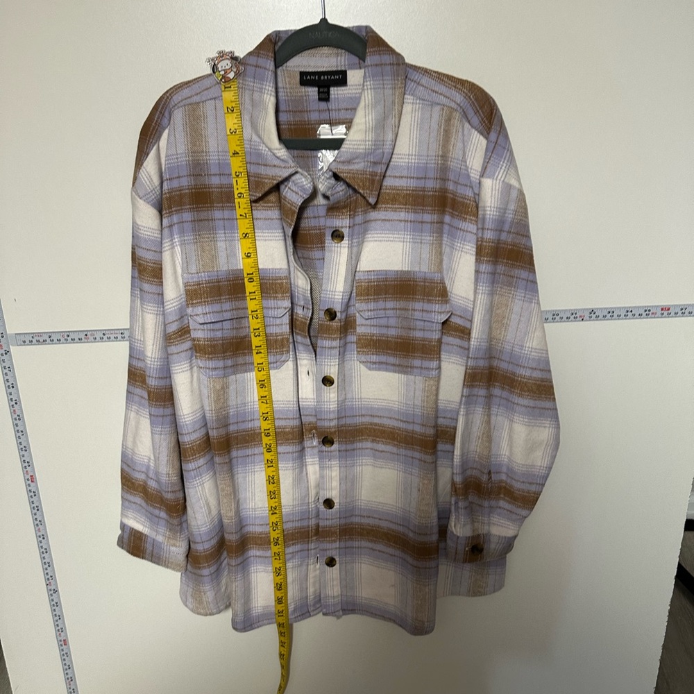 Lane Bryant Brown and White Lightweight Shirt Jacket